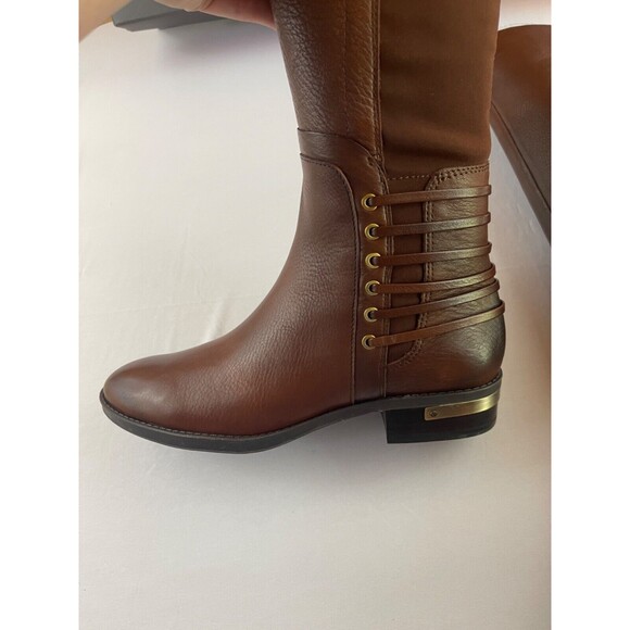 Vince Camuto Riding Boots Womens 6.5 M Payge Brown Gold Leather Rye Whiskey NEW - Picture 5 of 7